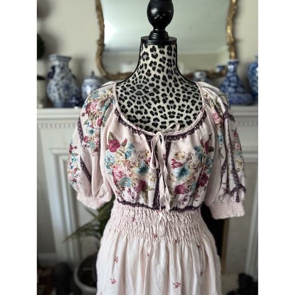 ANTHROPOLOGIE the somerset puff sleeve maxi dress M Milkmaid Fairy Hippie Boho - Picture 13 of 16